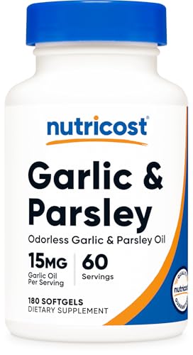 Nutricost Odorless Garlic Oil & Parsley Oil 180 Softgels GMO-Free