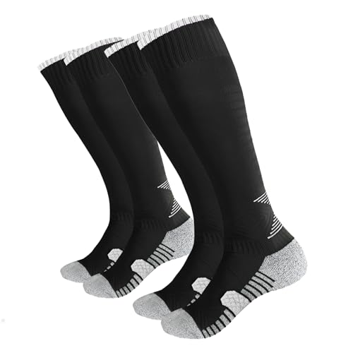 YAGAXI Men's Baseball Soccer Softball Knee-High Socks - 2 Pairs Compression Multi-sport Tube Athletic Socks for Youth & Adult (Large,Black)