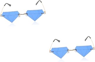2 Pares De Óculos Em Forma De Diamante Óculos De Sol Da Moda Masculina Óculos Para Homens Óculos De Sol Sem Aro Fashion Para Mulheres Óculos Sem Armação Óculos De Sol Triângulo