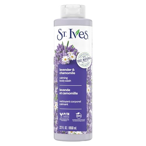 St. Ives Lavender & Chamomile Body Wash Calming Body Care with 100% Natural Extracts Moisturizing Body Soap Daily Shower Gel Cleanser with Relaxing Floral Fragrance 22oz