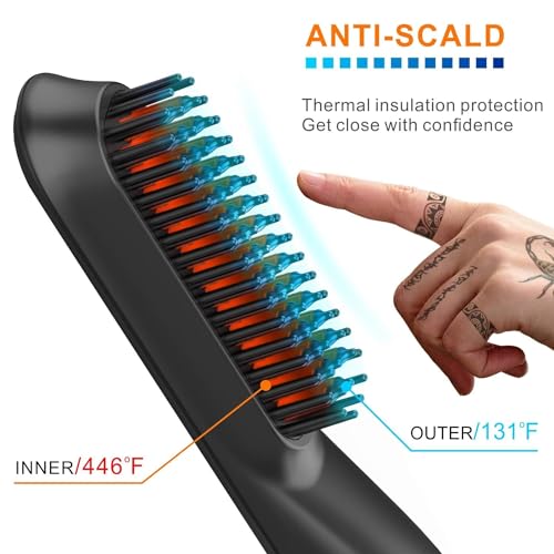 Febote FB-188 Heated Ionic Hair Straightening Brush For Men - 5 Temperature Settings, Anti-Scald, Beard Shaper & Travel Bag thumb #3