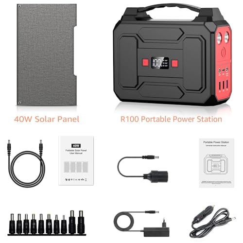 Powkey Powerstation mit Solarpanel 99Wh/27000mAh Tragbares Kraftwerk mit 40W Faltbares Solarpanel 100W Solargenarator mit 230V AC Ausgang/QC 3.0 18W USB/Typ-C für Camping Angeln... – Bild 6