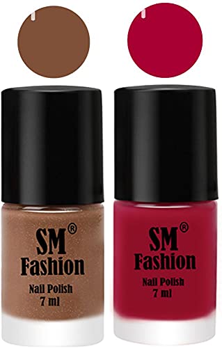 Image of Long Lasting Nail Polish | Nail Paint Combo 7 ml Each) - Set of 2 Tan-Dark Magenta