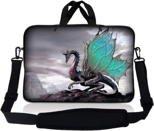LSS 15.6 inch Laptop Sleeve Bag Compatible with Acer, Asus, Dell, HP, Sony, MacBook and more | Carrying Case Pouch w/ Handle & Adjustable Shoulder Strap ,Flying Dragon