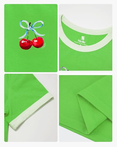 Image of Stelle Girls Graphic Tees Short Sleeve Girls Shirts Cute Tops Crew Neck Casual Basic Summer T-Shirt for Kids Teen 4-15 Years