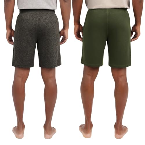 Eddie Bauer Men’s Comfort Fit Elastic Waistband with Outer Drawstring Lounge Short, 2 Pack (Gray,Small)3