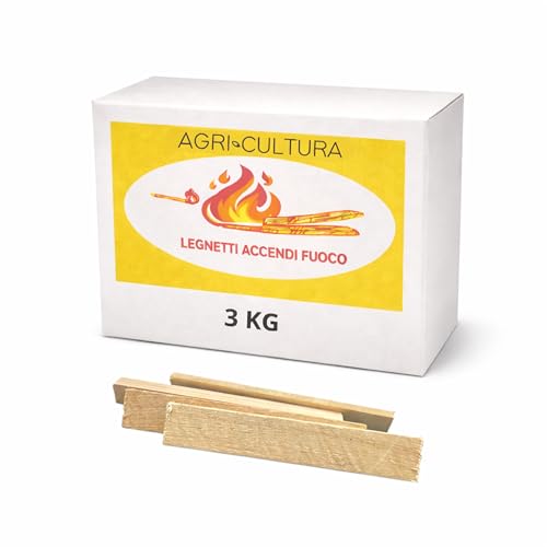 AGRI-CULTURA® | Legnetti Accendifuoco Per Camino, Stufa a Legna e Barbecue | Confezione da 【3kg】| Lunghezza 28 Cm | Accensione Rapida e duratura.