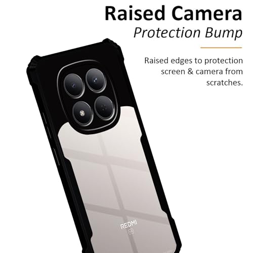 Image of Amazon Brand - Solimo Clear Back Cover Case for Redmi Note 15 Pro 5G | 360 Degree Protection | Transparent Back Cover Case for Redmi Note 15 Pro 5G (PC & TPU, Black Bumper)