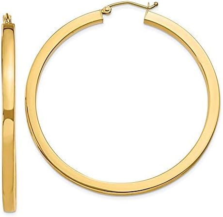 Large 14k Yellow Gold Square-Tubed Hoop Earrings (3mm Thick)