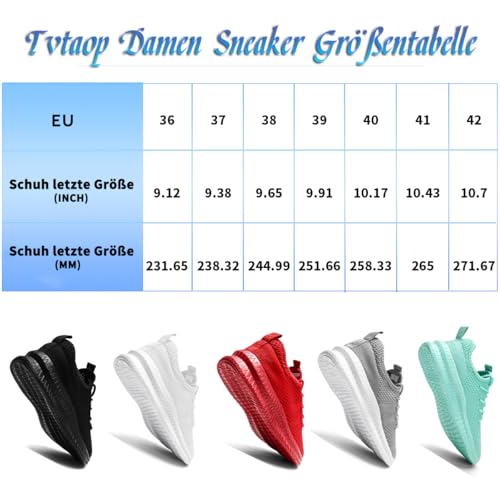 Tvtaop Damen Sneaker Laufschuhe Turnschuhe Straßenlaufschuhe rutschfest Leichtgewichts Atmungsaktiv Walkingschuhe Outdoor Tennisschuhe Sportschuhe Freizeitschuhe,Schwarz 39 EU