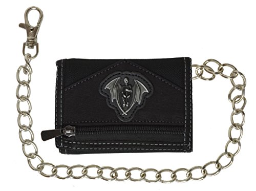 Men's tri-fold black chain wallet motorcycle rider trucker biker …