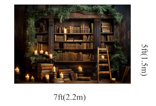 Kate 7x5ft Interior Bookshelf Ancient Books Photo Backdrops for Photography Retro Wooden Study Photographic Background