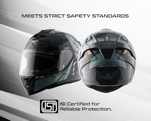 Image of Vega VF 10 Turbo Squad Full Face Riding Helmet with Dual-Tone Design, Shock Absorbing Liner, Lightweight Build, Ventilated Fit, Aerodynamic Design, and Modern Black Grey Styling Black Grey -M