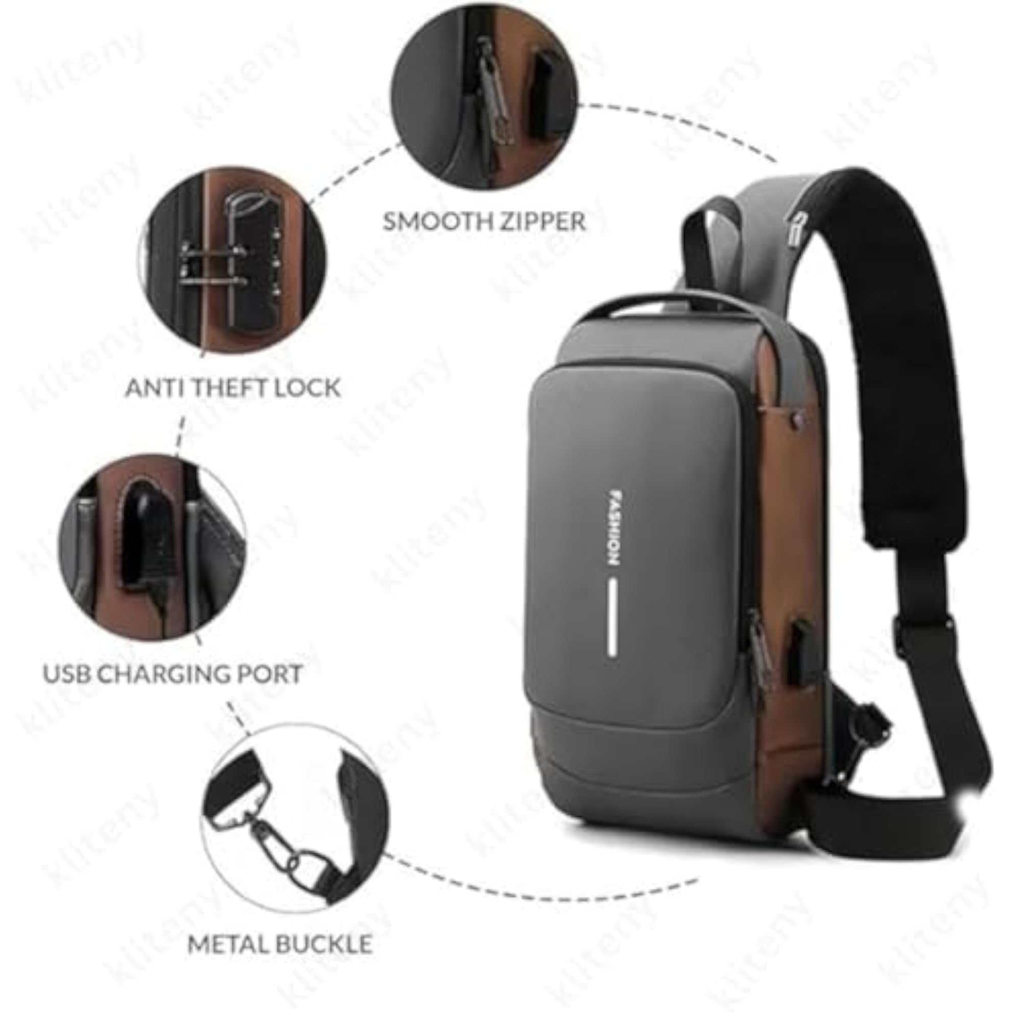 Anti-Theft Waterproof Sling Bag, Slim Unisex Crossbody Backpack
