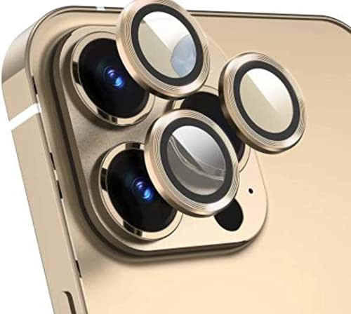 Image of LINEOVAL Compatible Premium Camera Lens Protector Ring for iPhone 12 Pro | Aluminum Metal Camera Guard | Shockproof Scratch Resistant Lens Cover Gold