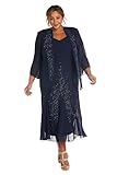 R&M Richards Women's Plus Size Jacket Dress, Navy, 20W