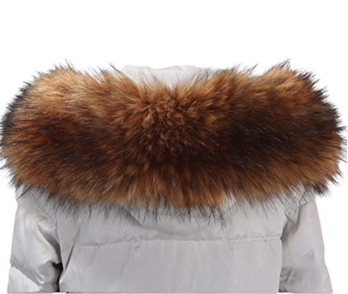 LDFWAY Faux Fur Collar Scarf Hood Collar Shawl Stole Neck Warmer For Winter Coat Jacket Parka (55cm/21.7", Coffee)