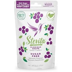 Stevita Hard Candy, Glorious Grape - 25 Individually Wrapped Pieces - Sugar & Aspartame Free - Naturally Flavored & Sweetened - Non-GMO, Gluten Free, Keto Friendly