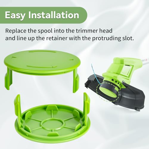 Bularie Trimmer Spools Cap Cover Replacement Compatible with Greenworks 2101602 Weed Eater with 3411546A-6 Cap Covers Parts, Auto-Feed String Cover Caps for 24 Volt 40V 80V Cordless Edger - 3 PCS