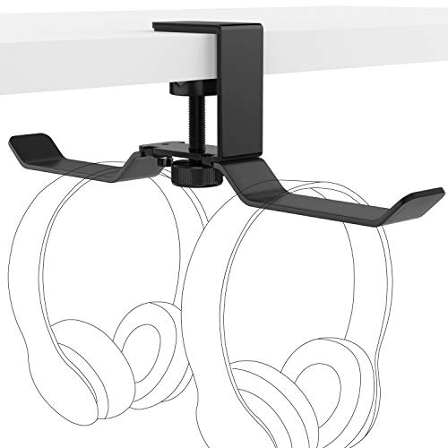 Preisvergleich Produktbild MoKo Multifunktionaler Metallhalter, Universal Aluminium Ohr Kopfhörer Anhänger Headset Ständer Gadget Halterung mit Verstellbarer Klemme für Sony, Gaming-Kopfhörer - Schwarz