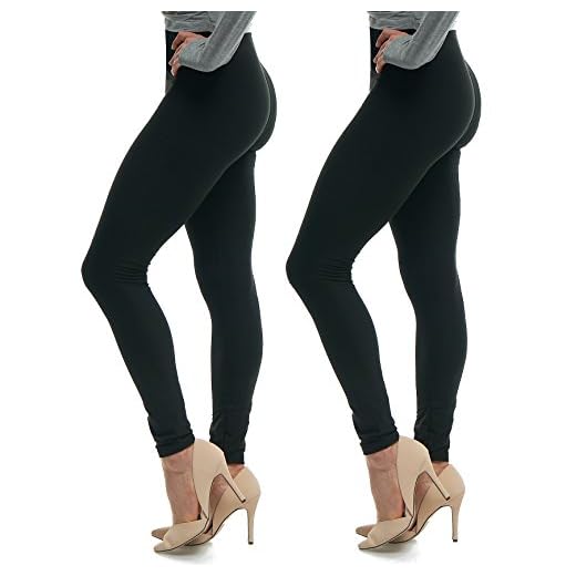 LMB Women’s Ultra Soft Leggings Stretch Fit 40+ Colors - One Size - Plus Size (One Size Fits Most (XS - XL), Two Pack Full Length (Black - Black))