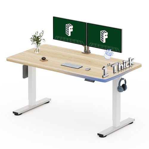Image of FLEXISPOT 55 inchx28 inch Electric Standing Desk, White Wood Grain