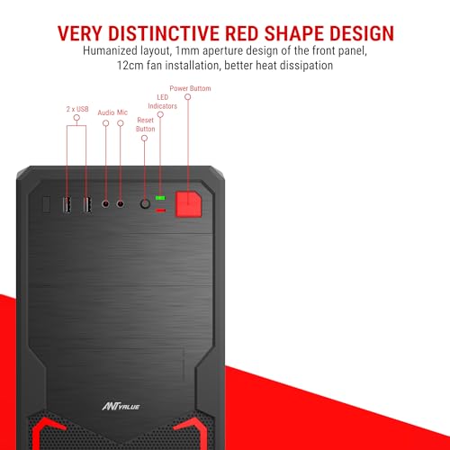 Image of Ant Value X1 ATX Computer Case /Business /Gaming Cabinet - Black | Support ATX, M-ATX, ITX | Pre-Installed 1 Front Fan