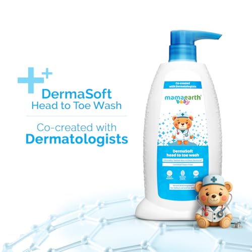 Image of Mamaearth Baby DermaSoft Head to Toe Wash with SensiCareComplex for Baby's Sensitive Skin - 250 ml | Co-created with Dermatologists for Newborns | Enriched with SensiCareComplexTM for Baby's Sensitive Skin | Safe and Non-irritant formula*