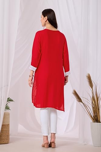 Image of Sidhidata Women's Rayon Sequence & Beads Embroidered Kurti (Kurti Beads)