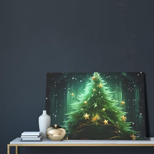 Toile d'arbre de Noël vert poster HD suspendu chambre et salon - 5