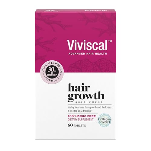 Viviscal Hair Growth Supplements For Women For Thicker, Fuller Hair, Nourishes Thinning & Loss, With Proprietary Collagen Complex, 60 Tablets, 1 Month Supply
