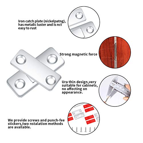 Image of 8 Pack Door Magnets, Cabinet Magnetic Door Self Adhesive Collars, Ultra Thin Magnetic Strips, Drawer Magnets for Cabinet Cabinet Closet Closer Sliding Door Magnet Magnetic Latch Closure Closer