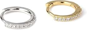 Kit 2 Piercing Nariz Orelha Cartilagem Argola Cravejado Strass 7mm Original Lcsloja