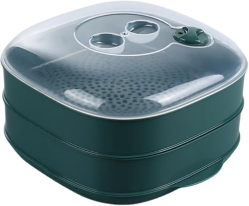Tuyiutm 電子レンジ 蒸し器 電気 肉まん で 中華まん プラスチック 野菜 電子 鍋 蓋付きキッチン用 (グリーン,3段)