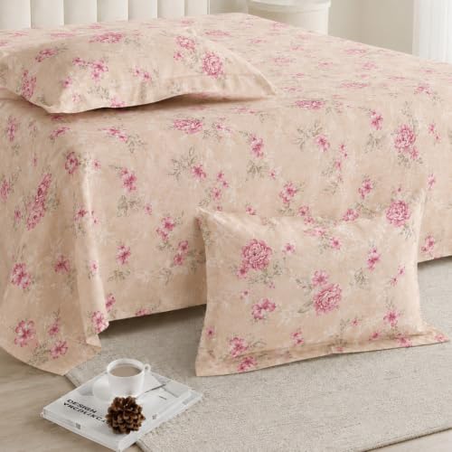 Image of LANE LINEN Symphony 100% Cotton 144TC Double Bedsheet Set, 3 Piece, Printed