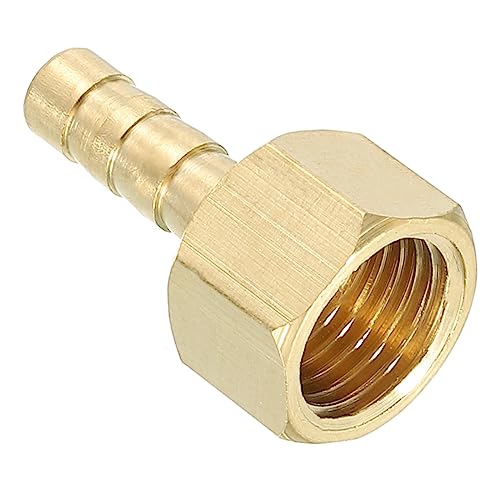 M METERXITY 2 Pack Brass Straight Barb Hose Fitting - for Transporting Oil Liquid Gas, Apply to Outdoor/Industrial (6mm Barb, G1/4 Female)