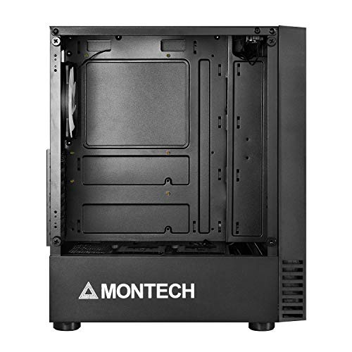 Montech X2 MESH Black ATX Mid-Tower Case/High Airflow, Fine Mesh Front Panel, Full Glass Side Panel, Pre-Installed 2 x 140mm, 1 x 120 mm Rainbow Led Fans