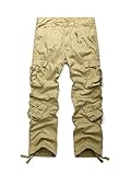 OCHENTA Men's Military Cargo Pants, 8 Pockets Combat Trousers #3357 Khaki 36