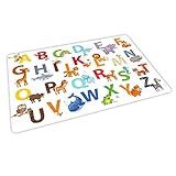 stabiles Vinyl Tischset mit Lerneffekt für Kinder - Tier ABC - BPA frei Platzdeckchen Platzset - BPA frei - abwaschbar reißfest farbecht - Geschenk Schuleintritt Schulanfang Einschulung