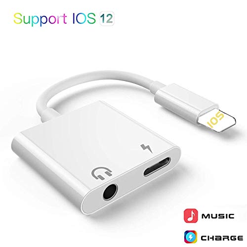 Headphones Adapter for iPhone 11 Headphone Jack Splitter 3.5mm Adapter Dongle Compatible
