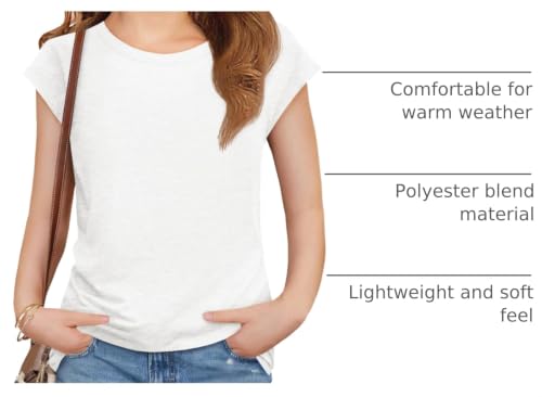 Image of Imily Bela Girls Short Sleeve T Shirts Crew Neck Cap Sleeve Tank Tops Casual Loose Summer Shirt Kids 5-14 Years