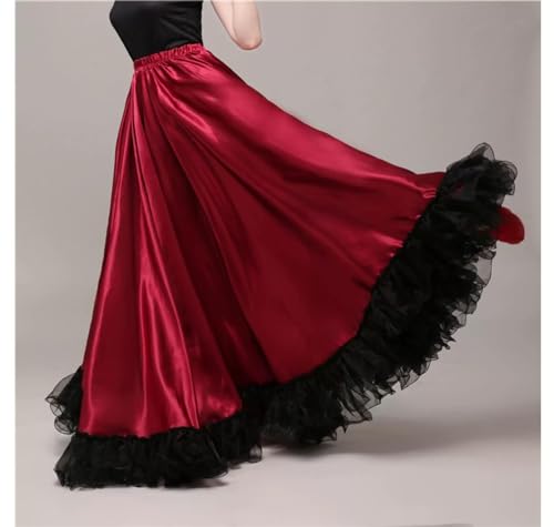 Saia feminina de chiffon para dança do ventre, saia de corrida longa rodada flamenco flamenco de sal
