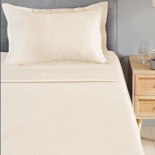 Image of myTrident Bedsheet for Single Bed Cotton| 210 TC | 60 inch x 90 inch | Pearled Ivory