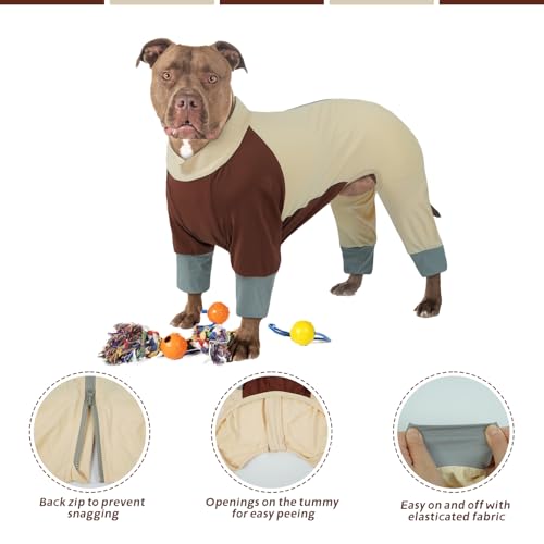 Hjumarayan Schnelltrocknender Hunde Ganzkörperanzug – UV-Schutz Hundebody für Sommer, Leichtes Hundeganzkörper Shirt, Atmungsaktiv & Schmutzabweisend, Outdoor Hunde Body mit Beinen, Beige 4XL