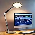 LitONES LED Desk Lamp for Home Office, 15W Computer Zoom Lighting with Swing Arm, Memory & Timer Function, Dimmable Desktop Ring Light for Video Calls, Conference, Reading, Streaming, Podcasting