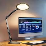 LitONES Lampe de bureau avec bras pivotant pour le bureau d'intérieur, 1200LM Lampe de bureau réglable pour l'étude, lecture, lampe de table réglable lumière de tâche pour le travail à domicile, éclairage de bureau pour les appels vidéo, baladodiffusion