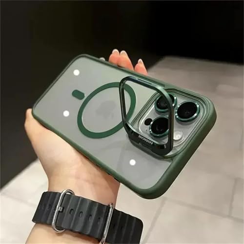 Étui en verre iPhone 13 vert foncé bague métallique premium et clarté cristal