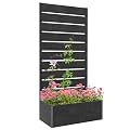 Outsunny Raised Garden Bed with Trellis for Climbing Plants, Planter Box with Self Draining Gap, Freestanding Trellis Planter for Outdoor, Patio, Deck
