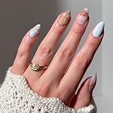 Glamnetic Press On Nails - Sea Star | Short Almond Seashell Nails with 3D Nail Art, Salon Quality Summer Nails | 15 Sizes - 30 Nail Kit with Glue