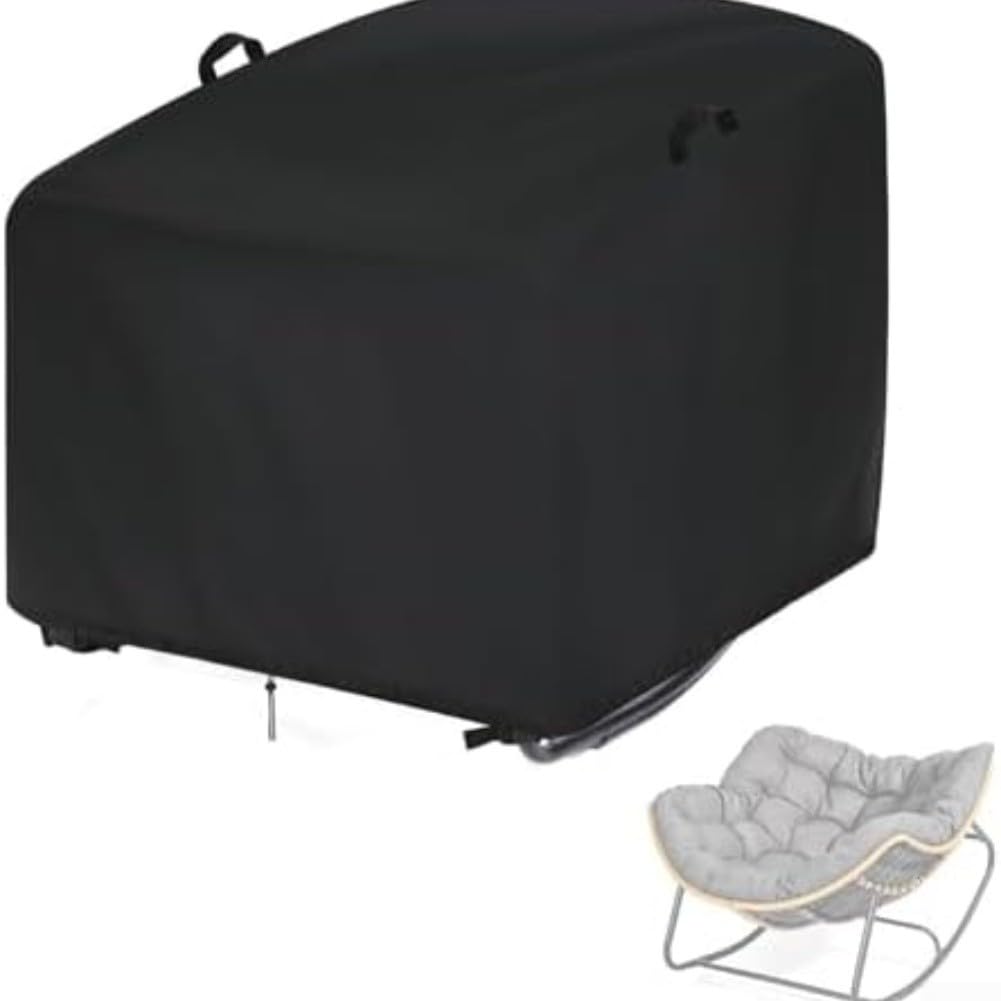 210D Oxford - Funda para silla mecedora de huevos para exteriores con banda elástica, impermeable, resistente a los rayos UV, ajuste cómodo para patio, jardín y sillas de ratán (46 x 38 x 19 pulgadas